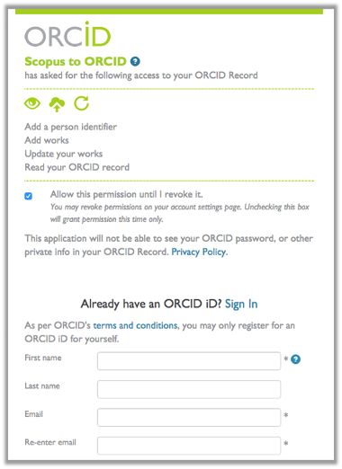 scopus permis a ORCID