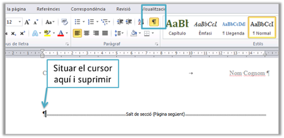 Eliminar secció
