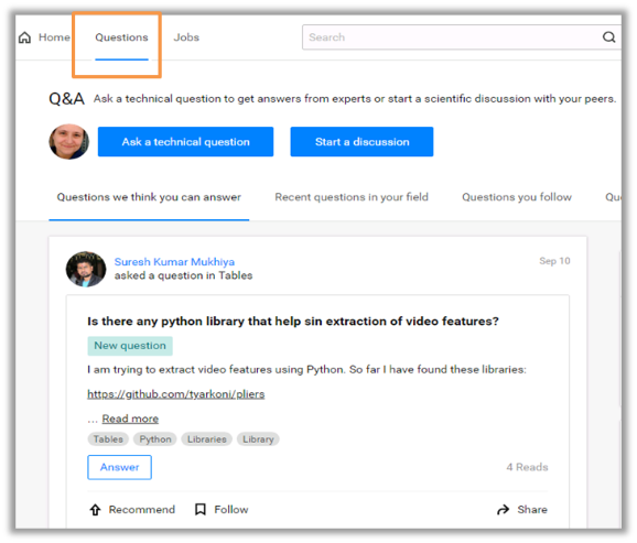 Imatge de ResearchGate apartat de questions