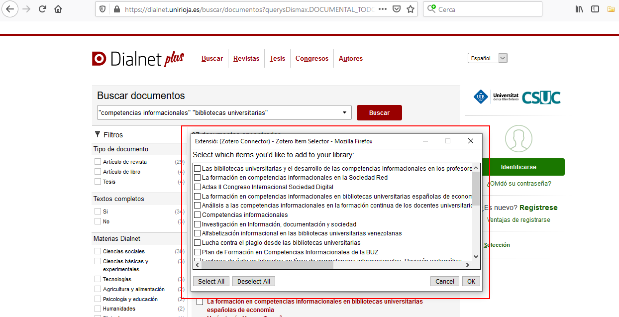 dialnet zotero