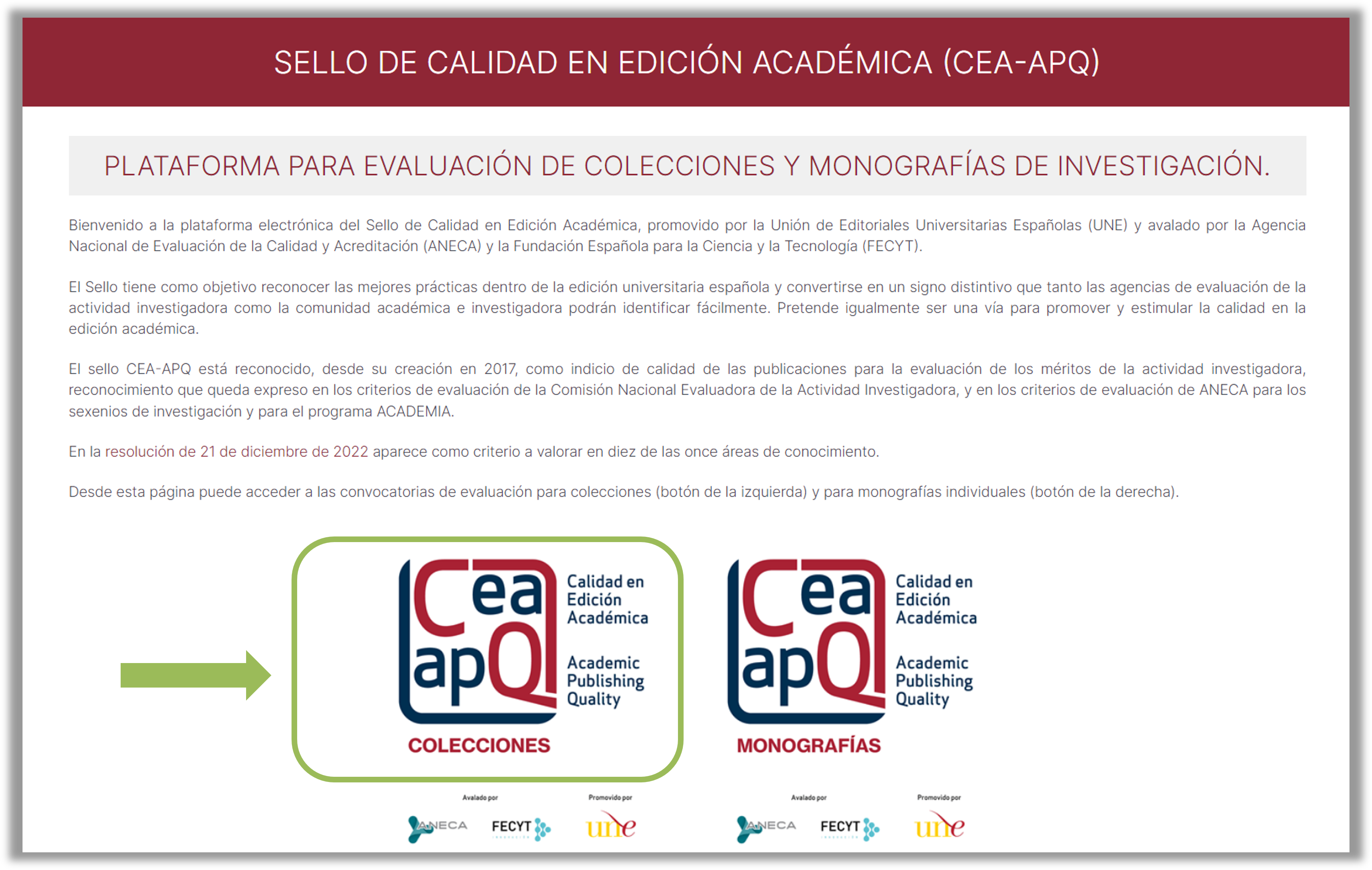 pagina inicial del Segell de Qualitat CEA_APQ